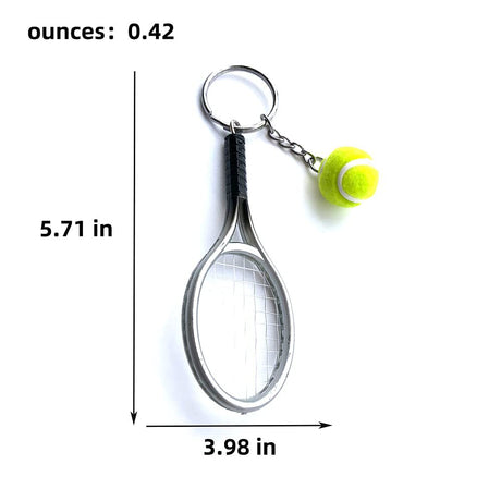 Pink Simulation Tennis Racket Keychain – Mini Tennis Racket and Ball Pendant, 3-Pack