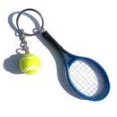 Blue Simulation Tennis Racket Keychain – Mini Tennis Racket and Ball Pendant, 3-Pack