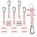 White DIY Baseball Keychain – Acrylic Ball Pendant with Nylon Rope, 2-Pack