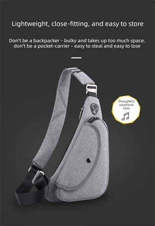 Black Men's Nylon Fabric Chest Bag – Lightweight, Waterproof & Multi-Functional Crossbody Sling Bag