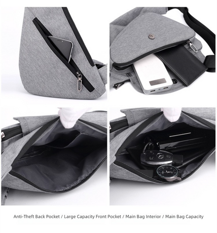 Black Men's Nylon Fabric Chest Bag – Lightweight, Waterproof & Multi-Functional Crossbody Sling Bag