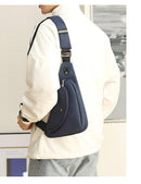 Dark Blue Men's Nylon Fabric Chest Bag – Lightweight, Waterproof & Multi-Functional Crossbody Sling Bag