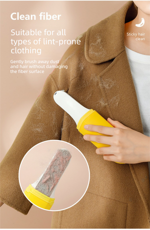 Yellow Multifunctional Banana-Shaped Lint Remover – Portable Sticky Hair Cleaner with 6 Replaceable Rolls