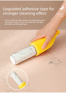 Yellow Multifunctional Banana-Shaped Lint Remover – Portable Sticky Hair Cleaner with 6 Replaceable Rolls