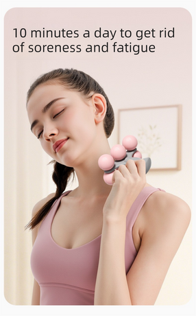 Blue Portable 6-Wheel Massage Roller – Quiet, Compact Muscle Relief Tool for Neck, Back, Legs & Shoulders