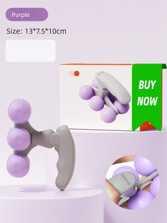 Purple Portable 6-Wheel Massage Roller – Quiet, Compact Muscle Relief Tool for Neck, Back, Legs & Shoulders