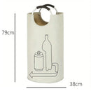 Beige Portable Oxford Fabric Collapsible Laundry Basket – Waterproof, Multi-Use Storage Bin for Bottles, Clothes & More