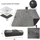 Black and Grey 3-Layer Waterproof Outdoor Blanket – Portable, All-Weather Picnic & Camping Mat with Storage Pocket