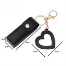 Red Portable Lipstick Case with Heart Mirror & Keychain – Cute PU Leather Holder (3-Pack)