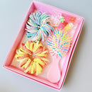 Style 2 Boxed Hair Tie Set with Pink Rubber Bands, Cute Hair Accessories & Mini Comb – Perfect Gift for Girls