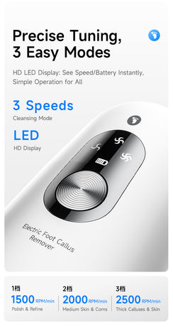 White 2-in-1 Electric Foot Care Device – Cordless Callus Remover & Skin Polisher with Dual Heads
