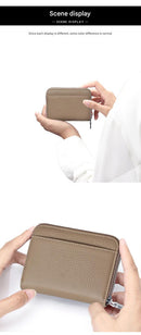 Genuine Leather RFID Blocking Accordion Card Holder & Coin Purse - Large Capacity Zip Wallet(red)