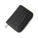 Genuine Leather RFID Blocking Accordion Card Holder & Coin Purse - Large Capacity Zip Wallet(black)