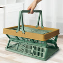 Large Collapsible Storage Basket with Handles - Portable Folding Crate for Shopping, Picnics & Car Trunk(Brown )