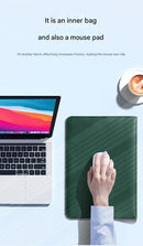 3-in-1 PU Leather Laptop Sleeve with Stand & Mouse Pad + Accessory Pouch(Gray)
