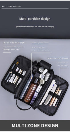 Large Capacity PU Leather Toiletry Bag - Multi-Compartment Dopp Kit & Cosmetic Organizer(black)