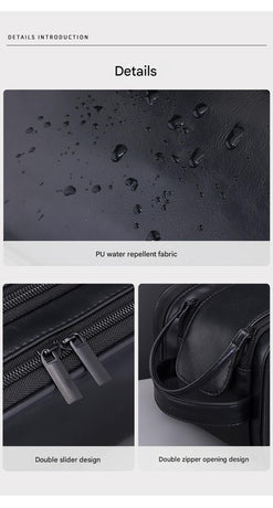 Large Capacity PU Leather Toiletry Bag - Multi-Compartment Dopp Kit & Cosmetic Organizer(black)