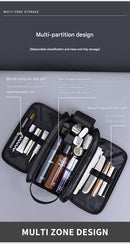 Large Capacity PU Leather Toiletry Bag - Multi-Compartment Dopp Kit & Cosmetic Organizer(Tan)