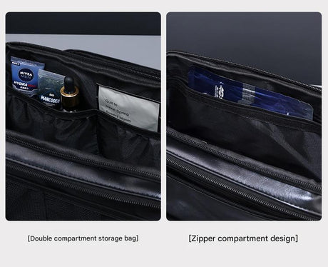 Large Capacity PU Leather Toiletry Bag - Multi-Compartment Dopp Kit & Cosmetic Organizer(Tan)