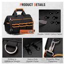 Heavy-Duty 17-Inch Tool Bag with 46 Pockets, Waterproof Base & Shoulder Strap(Black Orange)