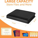 Fireproof & Waterproof Expanding File Folder Organizer with Zipper - Large Capacity Document Safe Bag(Black no-handle model)