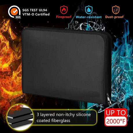 Fireproof & Waterproof Expanding File Folder Organizer with Zipper - Large Capacity Document Safe Bag(Silver zipper handle model)