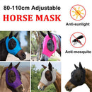 Blue 2-PCS Breathable Horse Fly Mask Set - Equestrian Fly Veils with Ears for Insect Control and Comfort