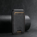 Black Slim Magnetic Wallet with Kickstand for MagSafe - PU Leather Card Holder