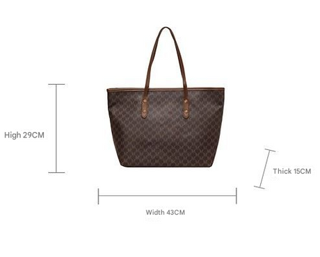 Coffee Chic Monogram Print Tote Bag - Large Capacity Shoulder Handbag for Work & Commuting