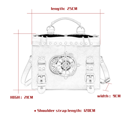 Retro Steampunk Satchel Bag with Decorative Clock & Gears - Gothic Crossbody Purse