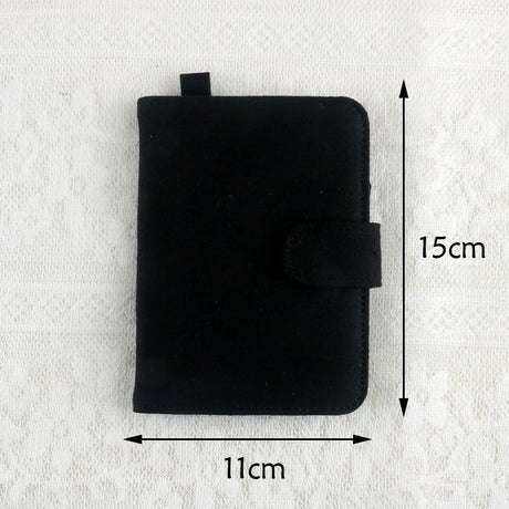 Black DIY Canvas Passport Holder with 4 Random Patches - Customizable Travel Document Wallet