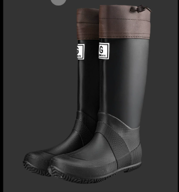 41# Black Foldable Knee-High Rain Boots - Packable Waterproof Non-Slip Wellies for Travel & Festivals