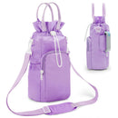 Purple Protective Crossbody Water Bottle Holder with Pockets, Fits 40oz Stanley Tumbler