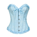 XS Blue Women's Floral Lace Overbust Corset - Waist Cincher Bustier Top for Shapewear & Costume