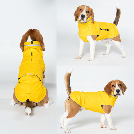 XL Dark Blue All-Season Pet Raincoat - Waterproof & Dustproof High-Collar Dog Windbreaker for Spring