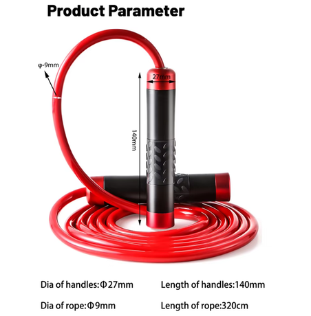 Black Weighted Jump Rope for Workout Fitness - Thick 9mm Cable for Intense Fitness, Strength & Cardio Workout