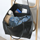 Black Classic Oversized Tote Bag - Soft Faux Leather Shoulder Purse for Work, Travel & Everyday Use