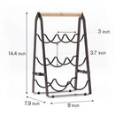 Rustic 6-Bottle Foldable Wine Rack - Metal Countertop Holder with Wooden Handle