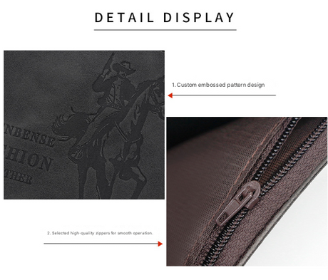 3-PCS Black Menbense Fashion Leather Wallet Set - Vintage Hunter Design Bi-Fold Wallet with Card Slots