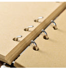 2PCS Light Brown Vintage A5 PU Leather Journal with Leaf Charm - Ring Bound Refillable Notebook Set
