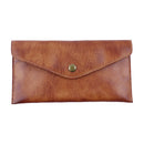Light Brown Vintage Japanese Style Full-Grain Leather Phone Wallet - Slim Envelope Clutch for Women