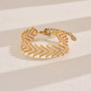 Gold-white Miyuki Beaded Bohemian Rainbow Arrow Handmade Stainless Steel Bracelet