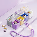 Green 8-Grid Magic Cube Pill Box with Lanyard - Portable Weekly Sealed Tablet Organizer & Dispenser