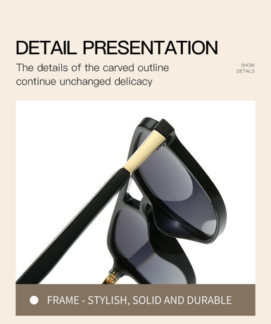 Jelly Yellow Gradient Tea Retro Double Bridge Square Frame Polarized Sunglasses - Driving Sun Protection Eyewear
