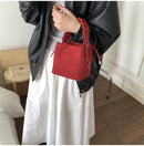Red Retro Maillard Brown Mini Bag - 2025 New Casual Versatile Women's Crossbody & Exquisite Braided Handle Bucket Bag (15x12x14 cm)