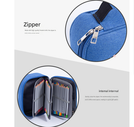 Black Large Capacity 72-Slot Pencil Case - Multi-functional Oxford Cloth Storage for Students, Artists & Stationery (23x7x16 cm, 228g)