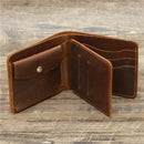 Red Brown Men's Crazy Horse Leather Wallet - Genuine Leather Bifold Card Holder, Retro Rugged Top-Grain Cowhide (11.5x2x9.5 cm, 120g)