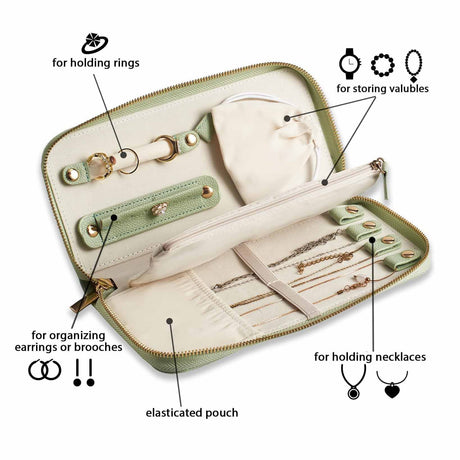 Pink Portable Travel Jewelry Organizer - Anti-Tangle Storage for Necklaces, Earrings, Rings & Bracelets (24.9x11.4 cm)