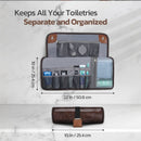 Black Men's PU Leather Toiletry Bag - Waterproof Travel Organizer for Shaving Kits & Bathroom Accessories (50.8x25.4 cm unfolded, 25.4 cm rolled)