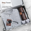 Black Men's PU Leather Toiletry Bag - Waterproof Travel Organizer for Shaving Kits & Bathroom Accessories (50.8x25.4 cm unfolded, 25.4 cm rolled)